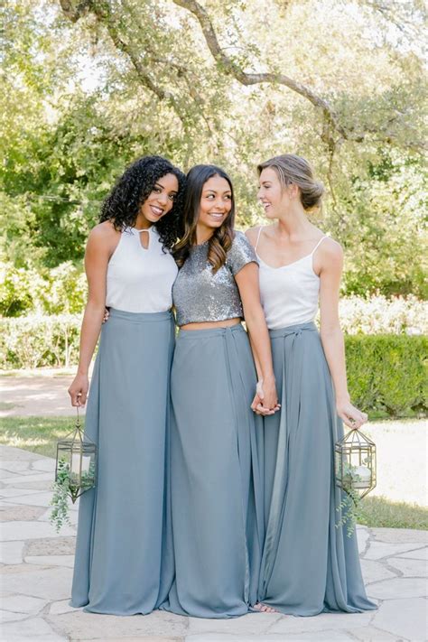 dusty blue bridesmaid dresses halter.